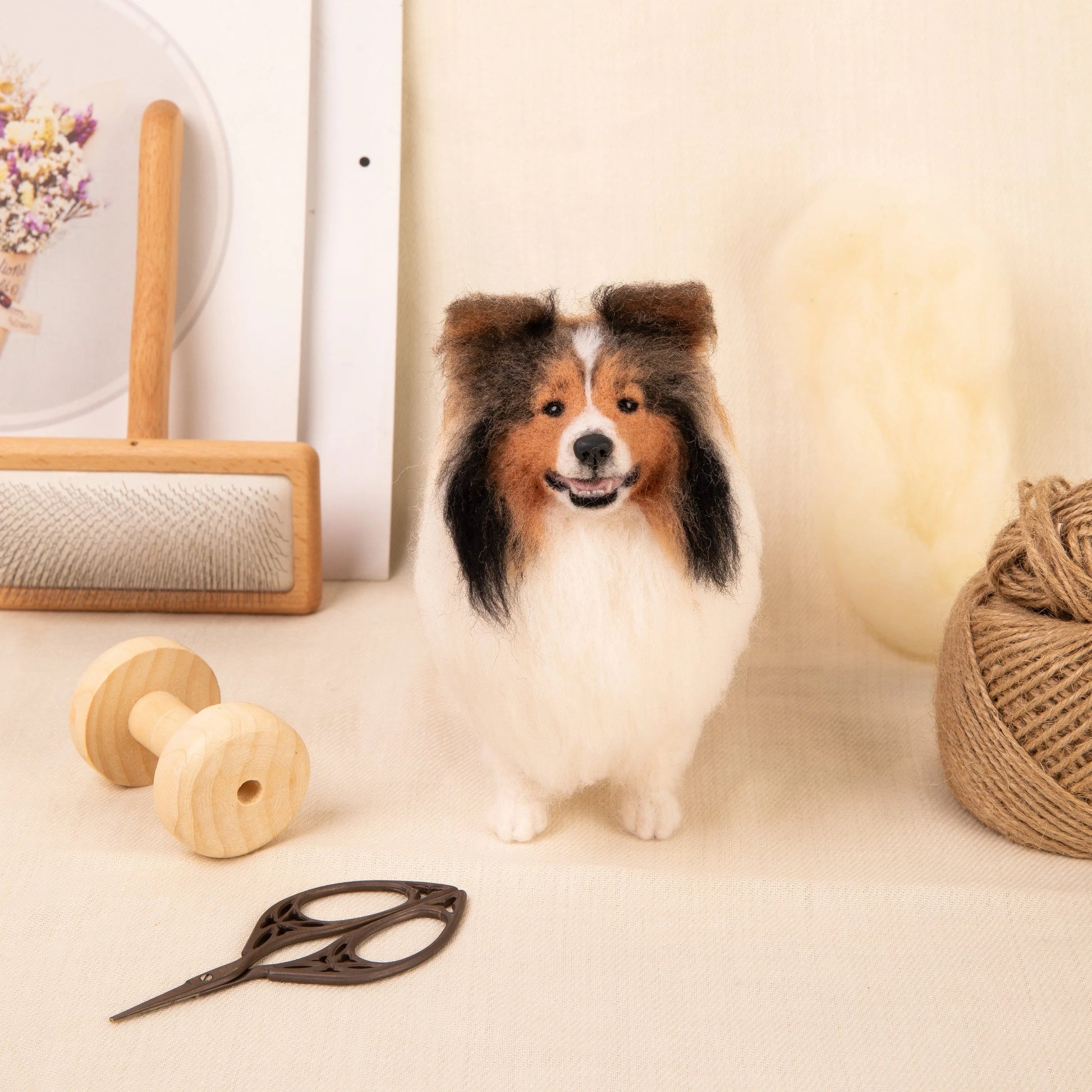 Custom wool felt Shepherd Dog portrait, handmade