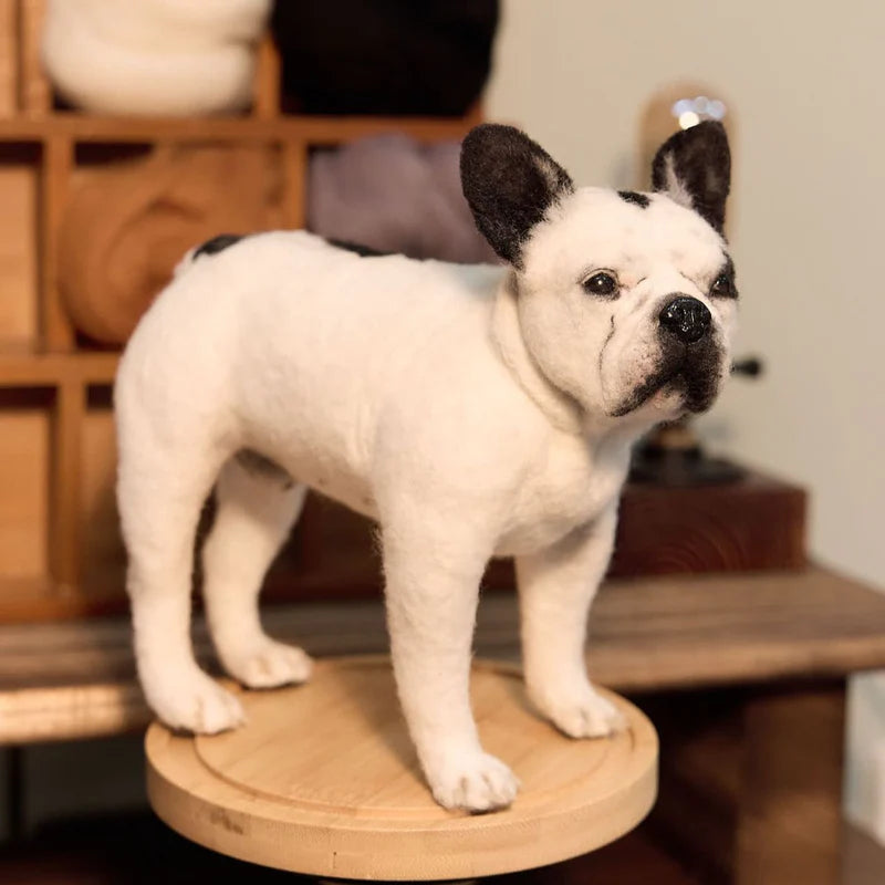 Custom wool felt French Bulldog portrait, handmade