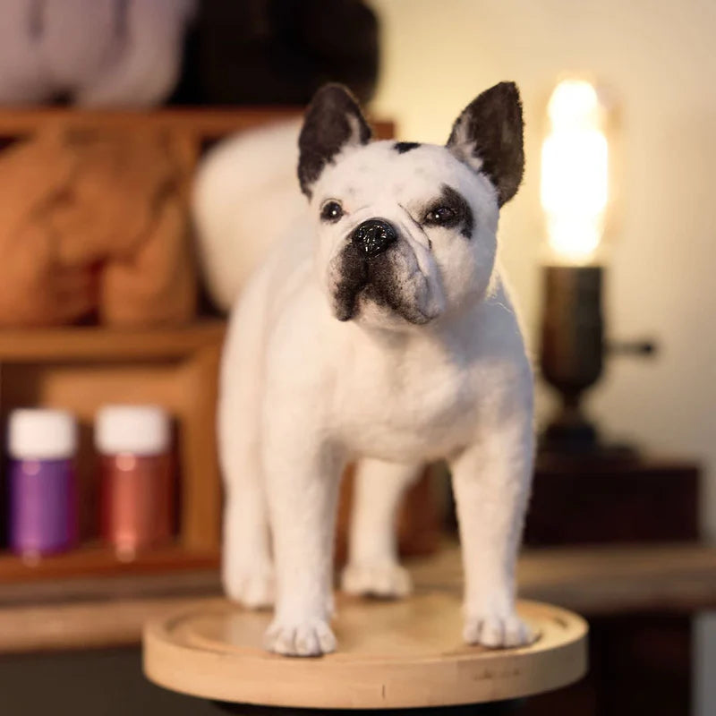 Custom wool felt French Bulldog portrait, handmade