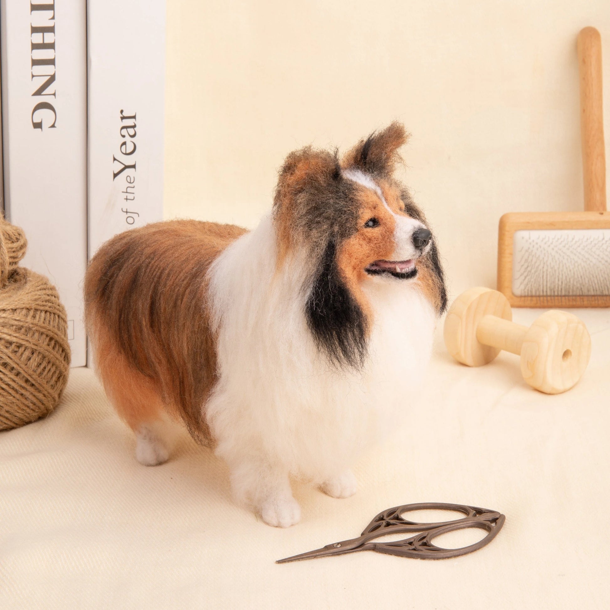 Custom wool felt Shepherd Dog portrait, handmade