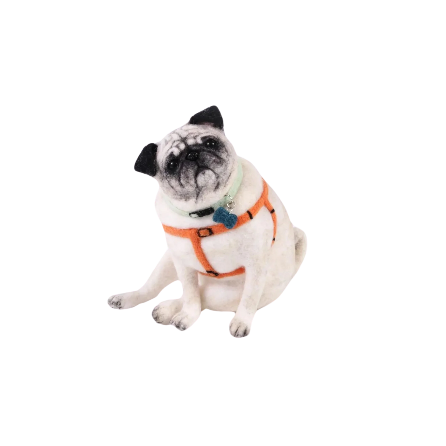 Custom wool felt Pug Dog portrait, handmade