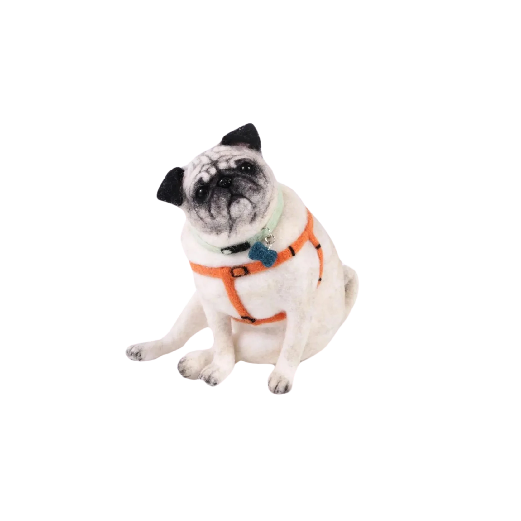 Custom wool felt Pug Dog portrait, handmade