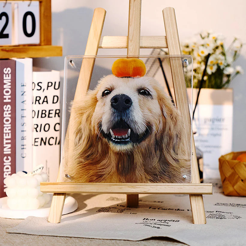 Custom pet portrait smiling Golden Retriever art