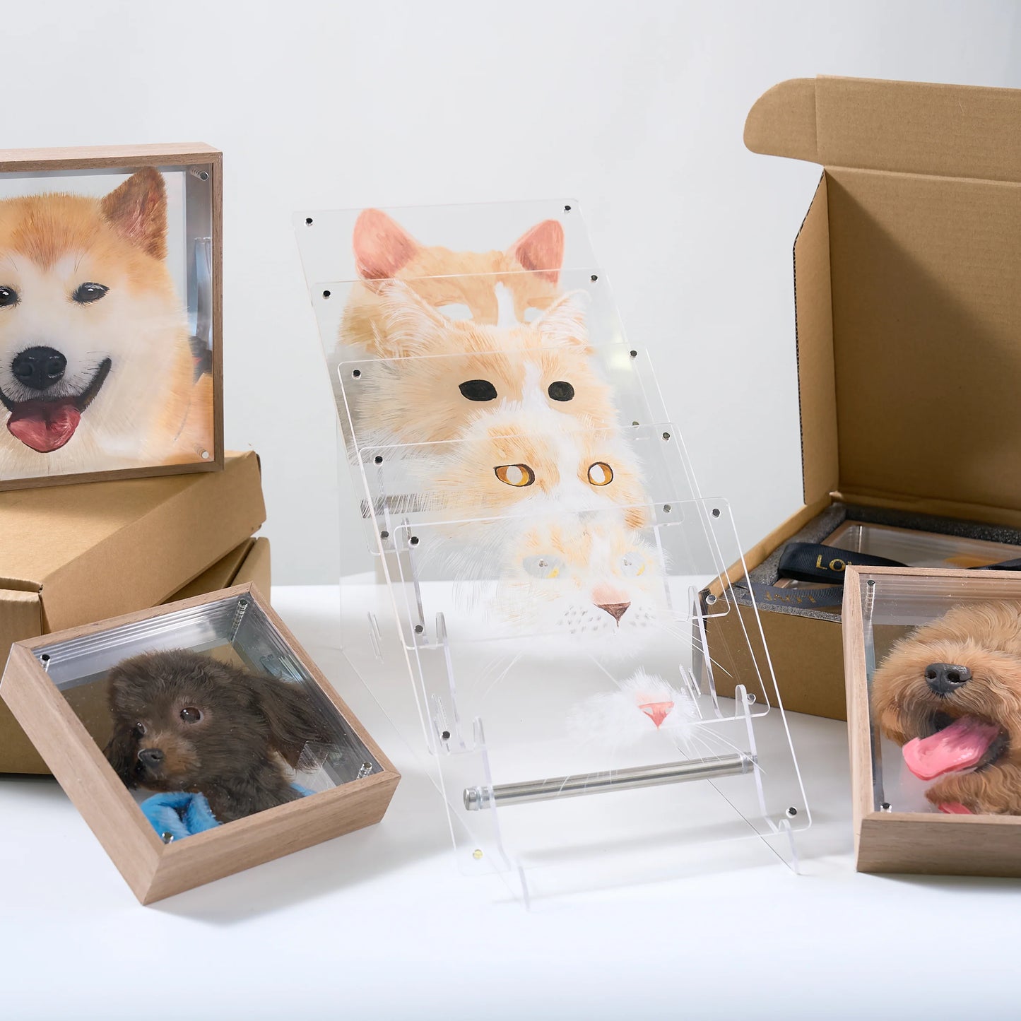 Handmade pet portrait display multiple custom art