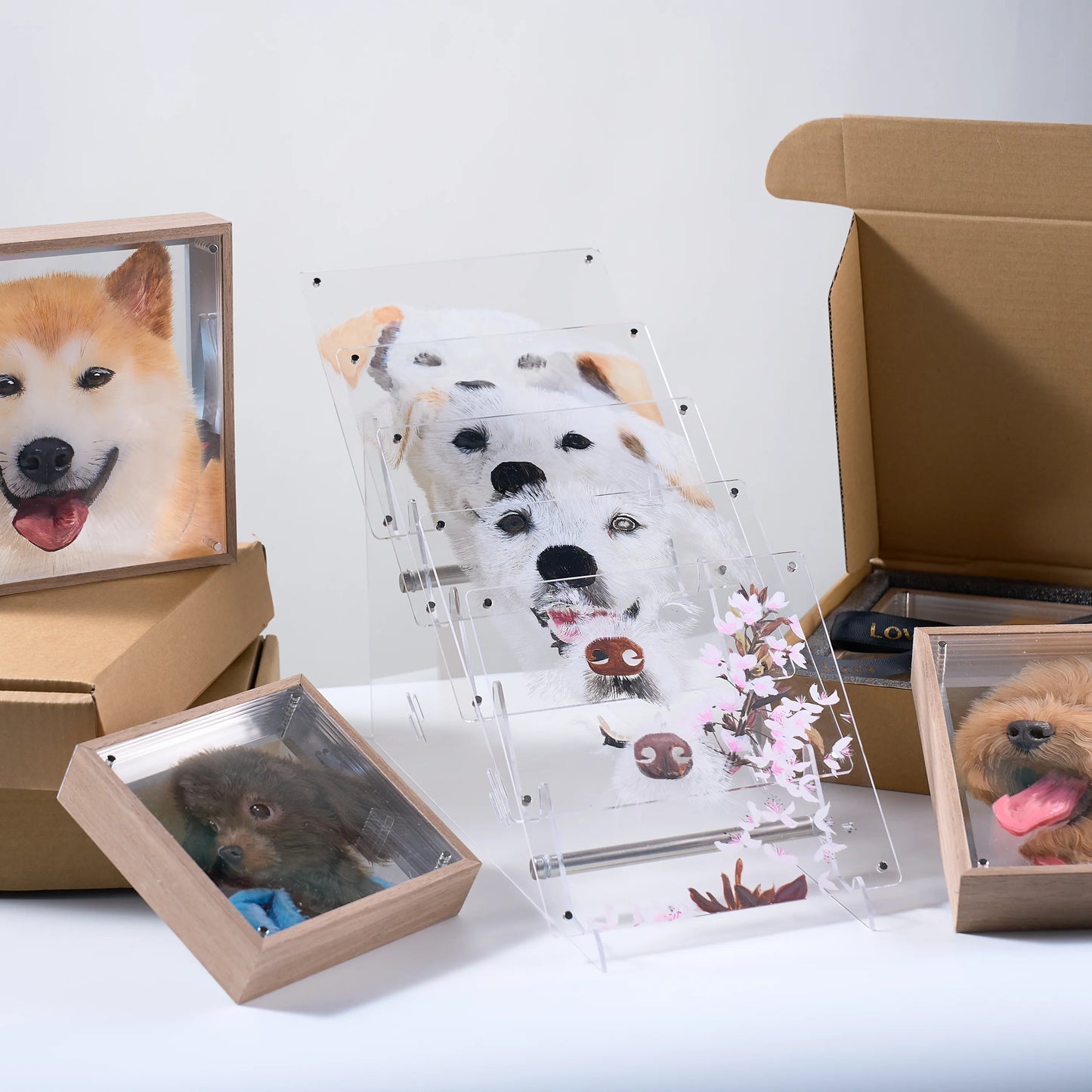 Custom pet portrait samples dogs handmade art