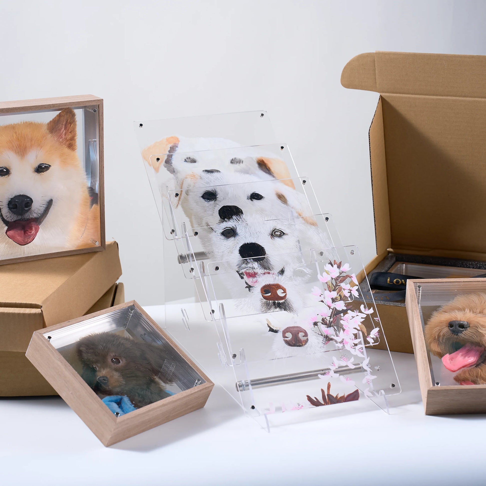 Custom pet portrait samples dogs handmade art