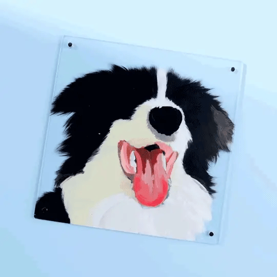 Custom dog portrait Border Collie wall art painting